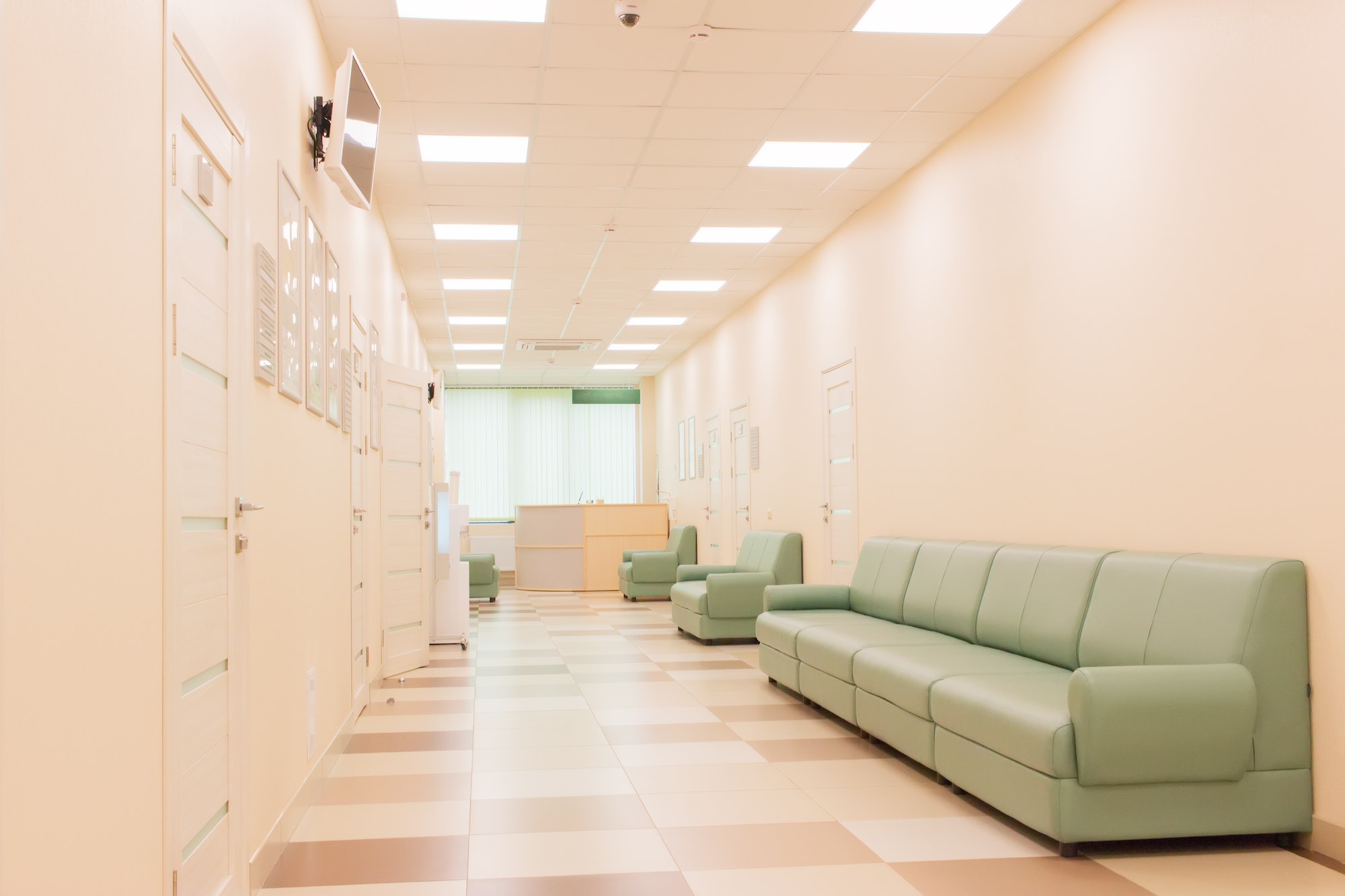 Medical russian clinic empty corridor simple interior. 5
